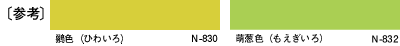 〔参考〕鶸色（ひわいろ）N-830、萌葱色（もえぎいろ）N-832
